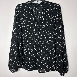 FOREVER 21 Sheer V-Neck Blouse Size Large